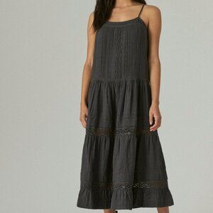 Lucky Brand Lace Maxi Dress in Washed Black